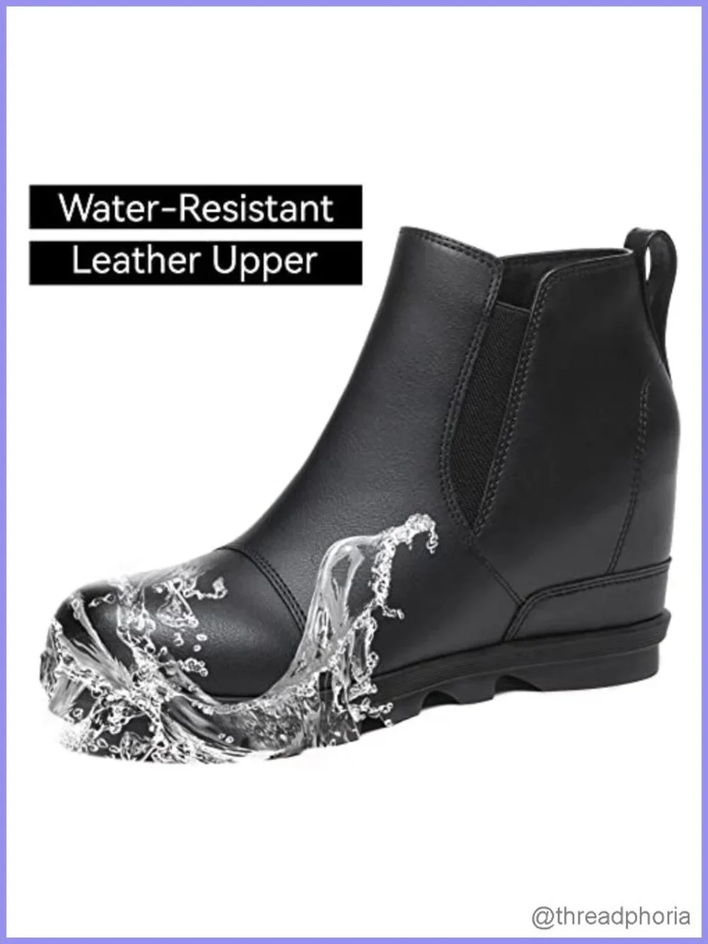 Leather Wedge Ankle Boots Slip On Comfortable Booties